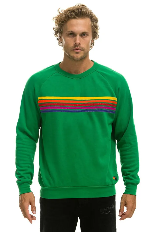 Women 5 STRIPE CREW SWEATSHIRT 8211 KELLY GREEN YELLOW PURPLE Aviator Nation UnisexCrewSweatshirt Women 5 STRIPE CREW SWEATSHIRT 8211 KELLY GREEN YELLOW PURPLE Aviator Nation UnisexCrewSweatshirt