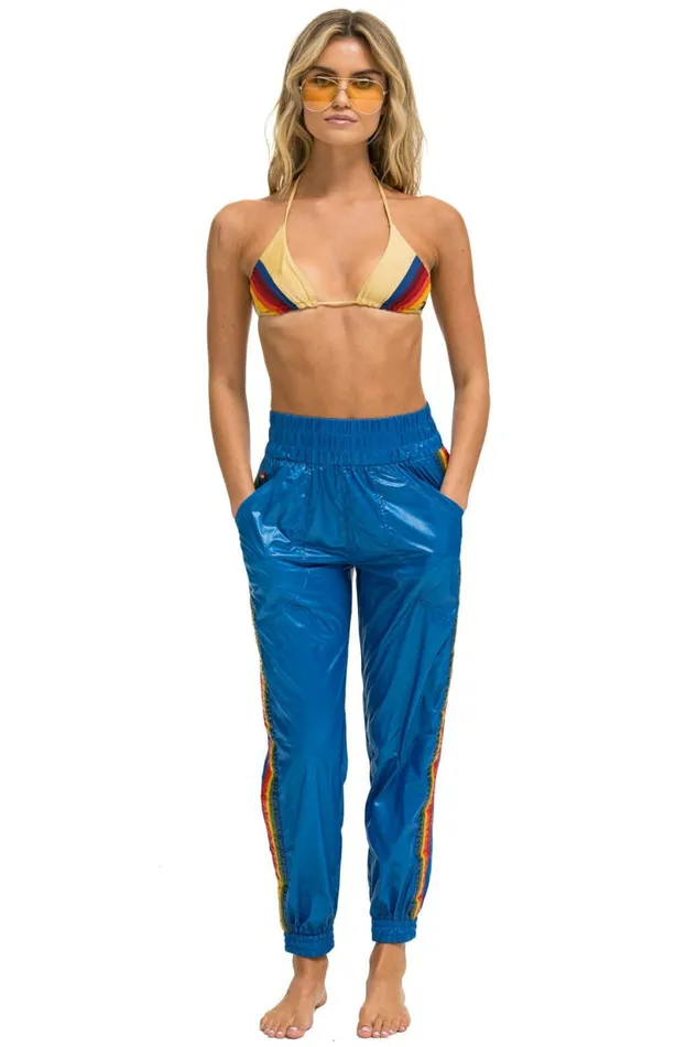Women 5 STRIPE HI RISE WIND PANT 8211 SNORKEL BLUE Aviator Nation Sweatpants Women 5 STRIPE HI RISE WIND PANT 8211 SNORKEL BLUE Aviator Nation Sweatpants