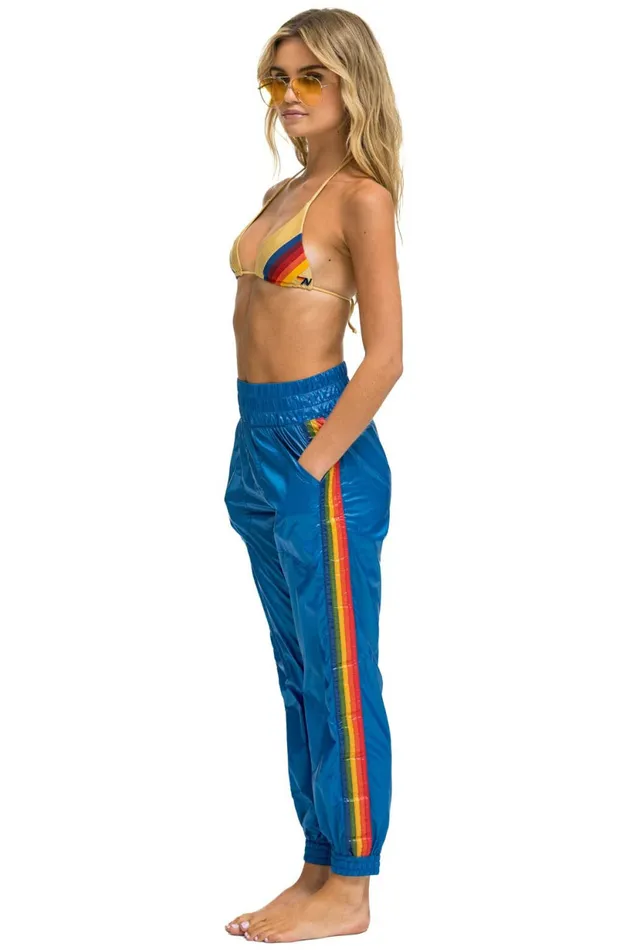 Women 5 STRIPE HI RISE WIND PANT 8211 SNORKEL BLUE Aviator Nation Sweatpants Women 5 STRIPE HI RISE WIND PANT 8211 SNORKEL BLUE Aviator Nation Sweatpants