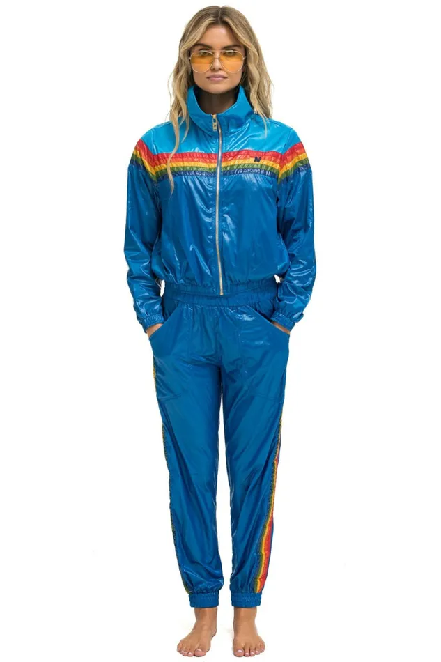 Women 5 STRIPE HI RISE WIND PANT 8211 SNORKEL BLUE Aviator Nation Sweatpants Women 5 STRIPE HI RISE WIND PANT 8211 SNORKEL BLUE Aviator Nation Sweatpants