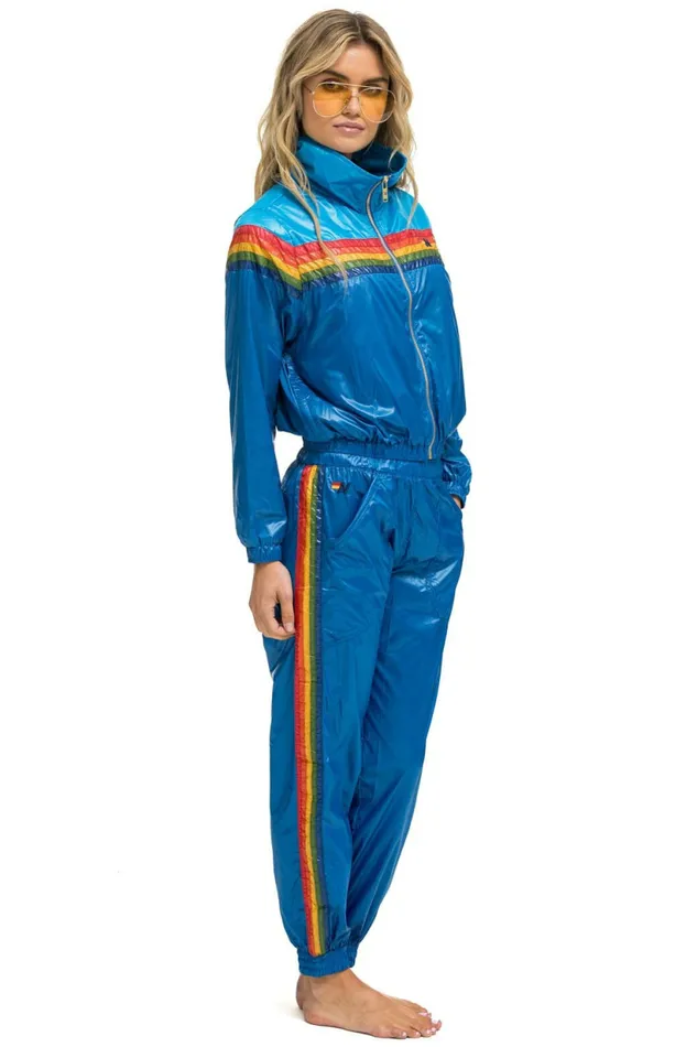 Women 5 STRIPE HI RISE WIND PANT 8211 SNORKEL BLUE Aviator Nation Sweatpants Women 5 STRIPE HI RISE WIND PANT 8211 SNORKEL BLUE Aviator Nation Sweatpants