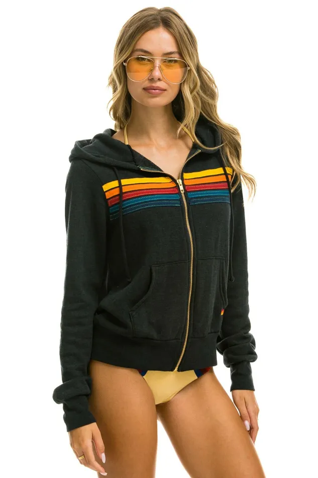 Women 5 STRIPE HOODIE 8211 CHARCOAL Aviator Nation Hoodies Women 5 STRIPE HOODIE 8211 CHARCOAL Aviator Nation Hoodies