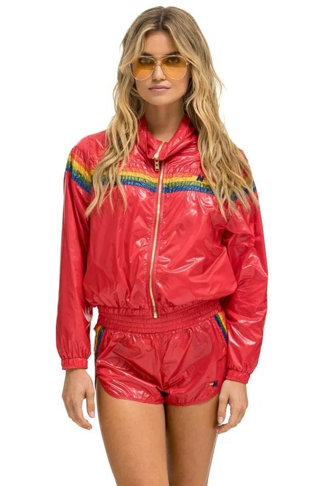 Women 5 STRIPE NYLON JOGGER SHORT 8211 CHERRY Aviator Nation Shorts Women 5 STRIPE NYLON JOGGER SHORT 8211 CHERRY Aviator Nation Shorts