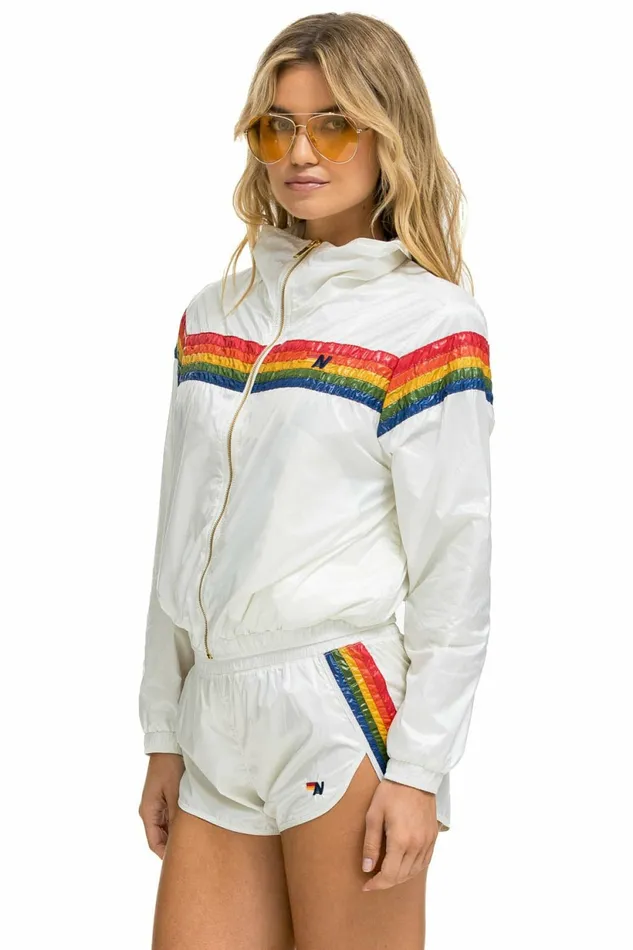 Women 5 STRIPE NYLON JOGGER SHORT 8211 VINTAGE WHITE Aviator Nation Shorts Women 5 STRIPE NYLON JOGGER SHORT 8211 VINTAGE WHITE Aviator Nation Shorts