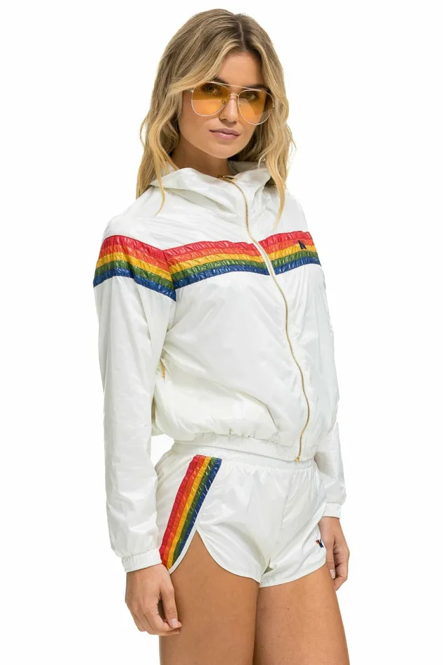 Women 5 STRIPE NYLON JOGGER SHORT 8211 VINTAGE WHITE Aviator Nation Shorts Women 5 STRIPE NYLON JOGGER SHORT 8211 VINTAGE WHITE Aviator Nation Shorts