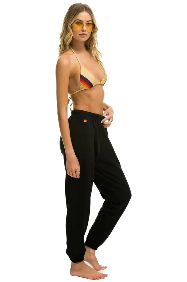 Women 5 STRIPE SWEATPANTS 8211 BLACK NEON RAINBOW STRIPES Aviator Nation Sweatpants Women 5 STRIPE SWEATPANTS 8211 BLACK NEON RAINBOW STRIPES Aviator Nation Sweatpants