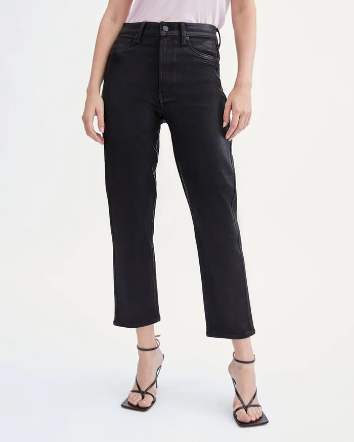 Women 7 For All Mankind Cropped Coated High Waist Cropped Straight In Black