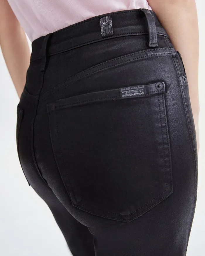 Women 7 For All Mankind Cropped Coated High Waist Cropped Straight In Black