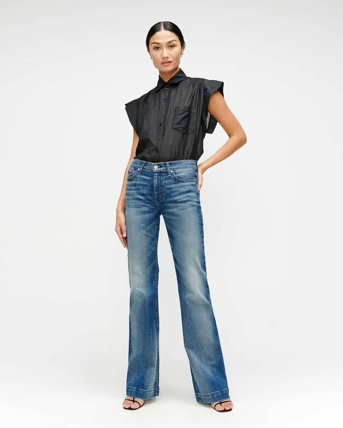 Women 7 For All Mankind Full Length Dojo In Distressed Authentic Light