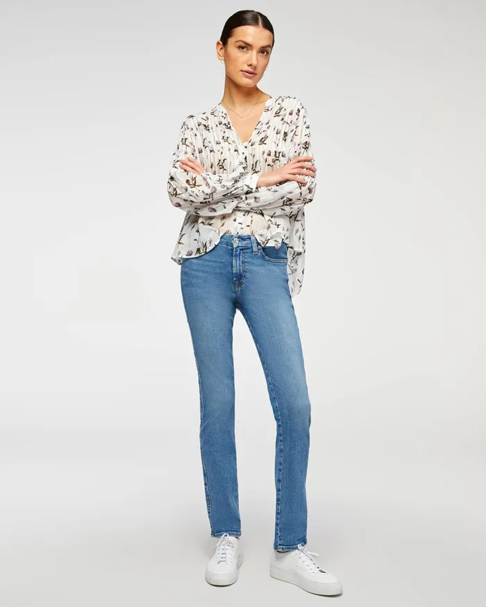 Women 7 For All Mankind Full Length Kimmie Straight In Sunlight Blue
