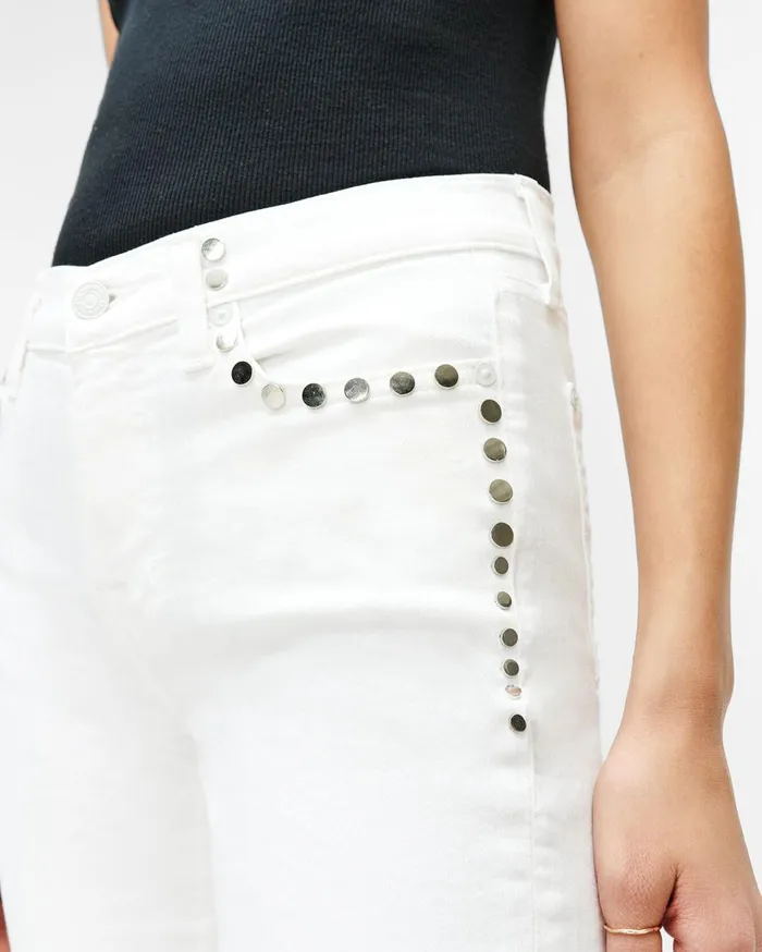 Women 7 For All Mankind Full Length The Skinny With Studs In Clean White
