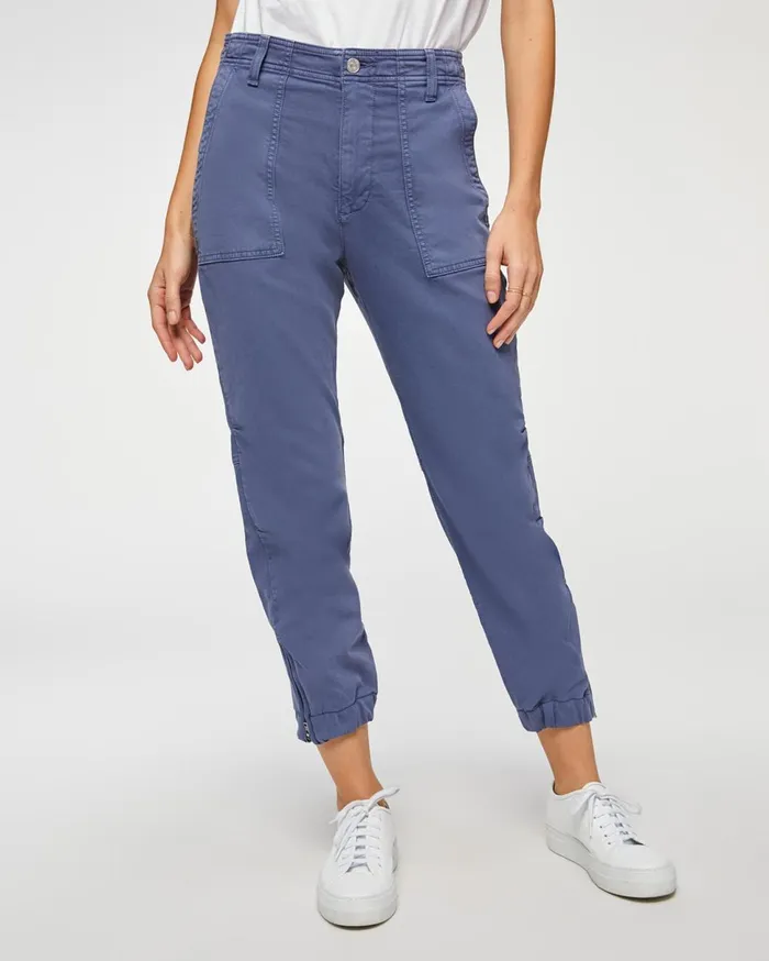 Women 7 For All Mankind Pants Side Zipper Jogger In French Blue