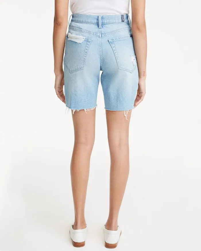 Women 7 For All Mankind Shorts 038 Skirts Boyfriend Short With Destroy In Laurel Canyon Blue