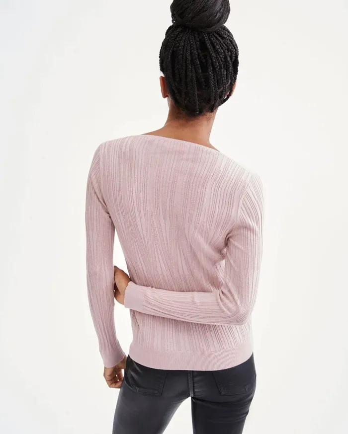 Women 7 For All Mankind Sweaters Long Sleeve Scoop Neck Pullover In Smokey Rose