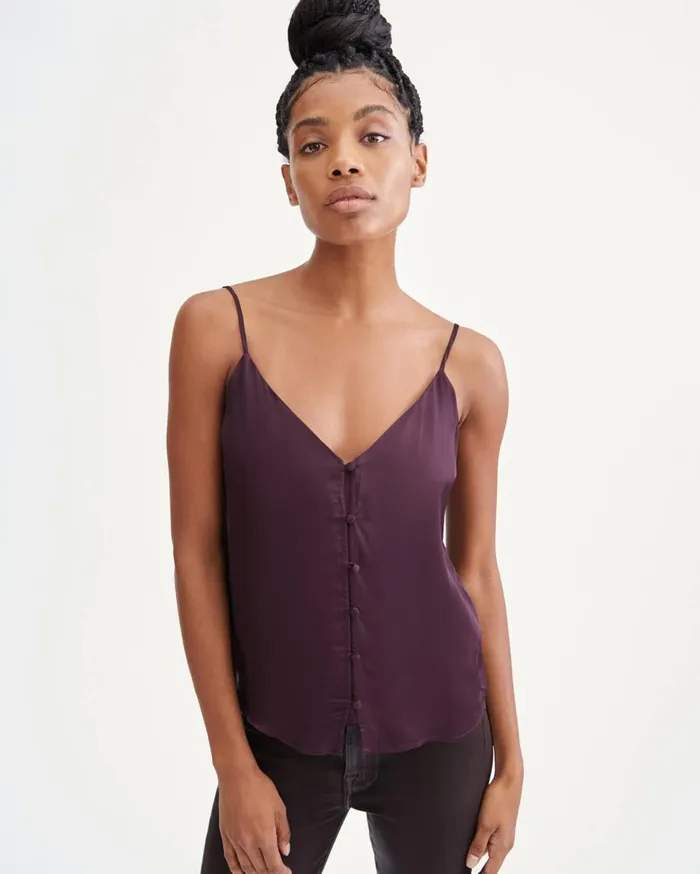 Women 7 For All Mankind Tops Button Front Cami In Wine