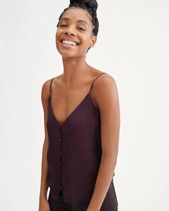Women 7 For All Mankind Tops Button Front Cami In Wine