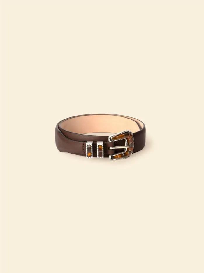 Women Accessories Xirena Silver Ostrich Brown Vintage Havana Belt