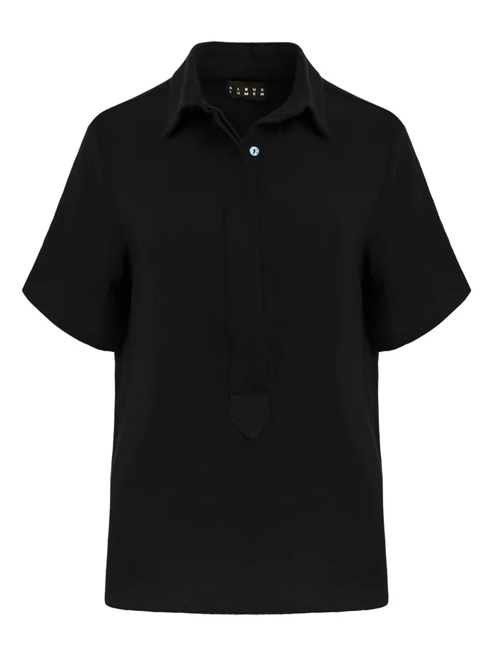 Women Albus Lumen 8211 Black Hero Fidera Short Sleeve Shirt The UNDONE Tops