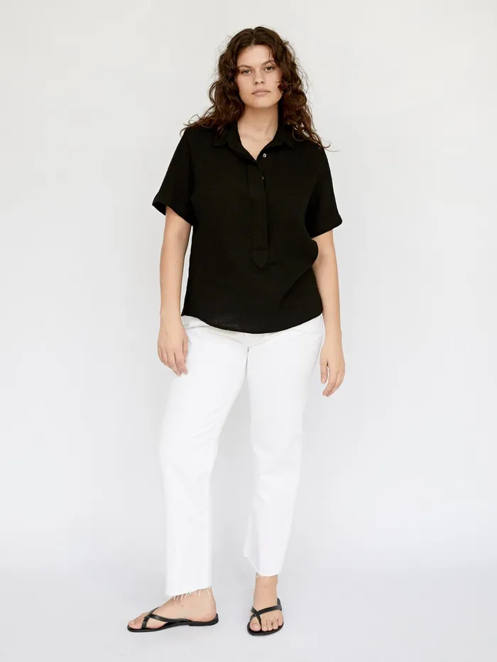 Women Albus Lumen 8211 Black Hero Fidera Short Sleeve Shirt The UNDONE Tops