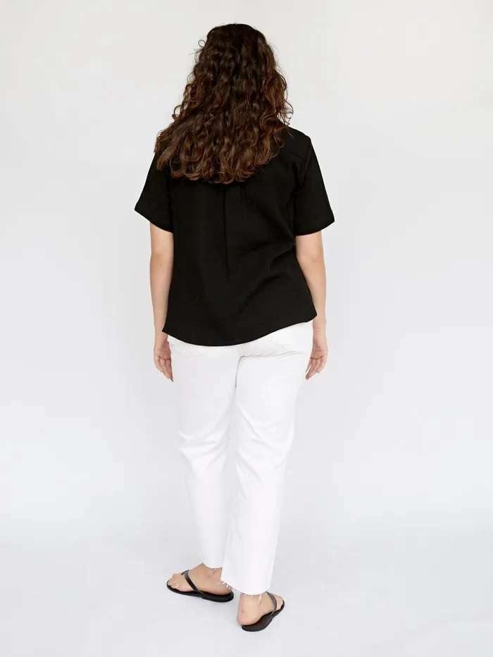 Women Albus Lumen 8211 Black Hero Fidera Short Sleeve Shirt The UNDONE Tops