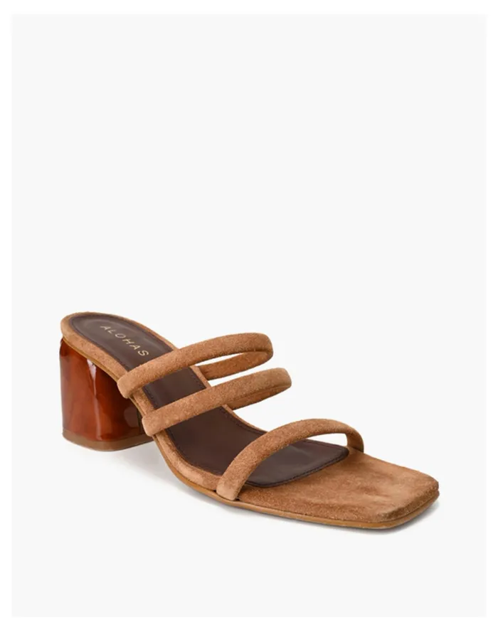 Women ALOHAS Suede Indiana Block Heel Sandals Brown Madewell Heels Women ALOHAS Suede Indiana Block Heel Sandals Brown Madewell Heels