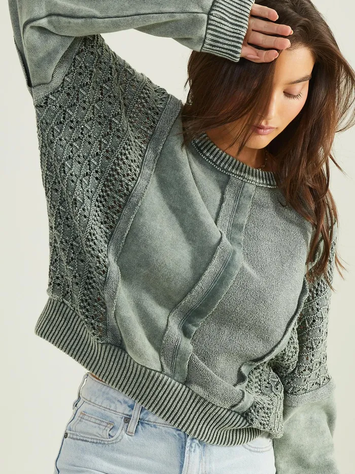 Women Altar039d State Blouses Jenna Crochet Pieced Top Silverpine