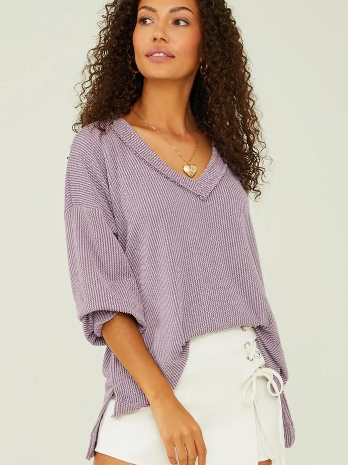 Women Altar039d State Blouses Journee Ribbed VNeck Tunic Orchid
