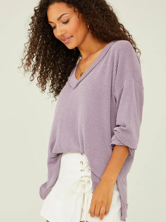 Women Altar039d State Blouses Journee Ribbed VNeck Tunic Orchid