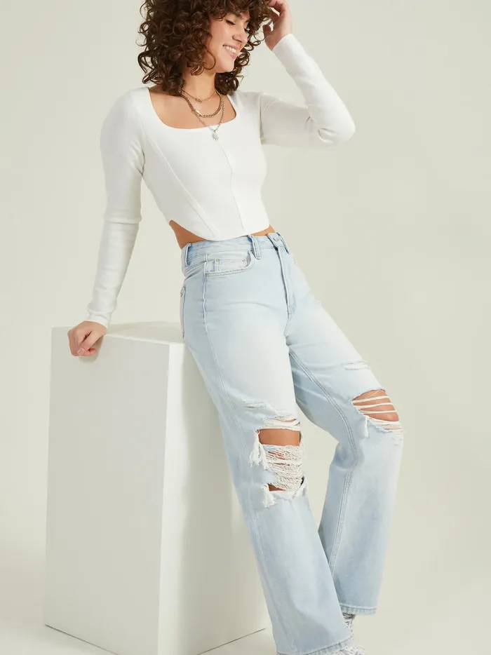 Women Altar039d State Blouses Lucia Cropped Corset Top Ivory