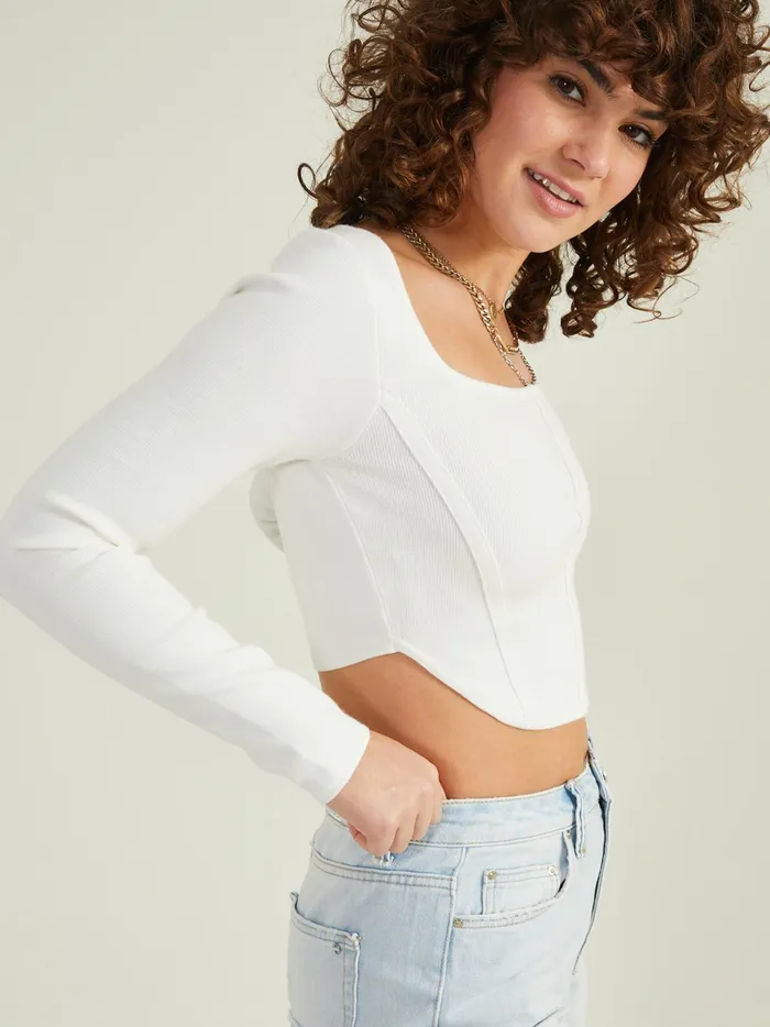 Women Altar039d State Blouses Lucia Cropped Corset Top Ivory