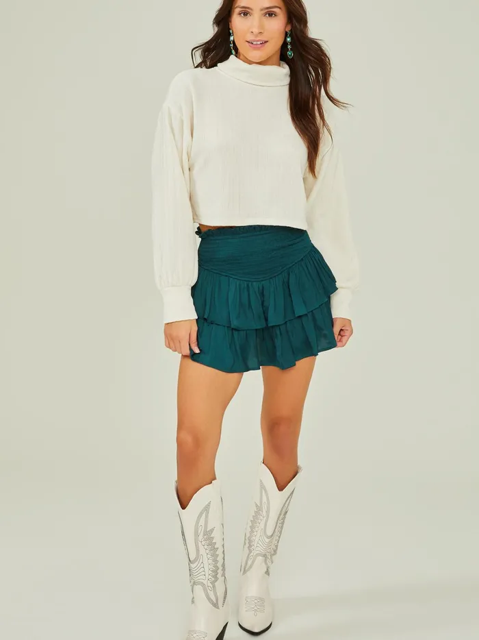 Women Altar039d State Blouses Margot Ribbed Turtleneck Top Ivory