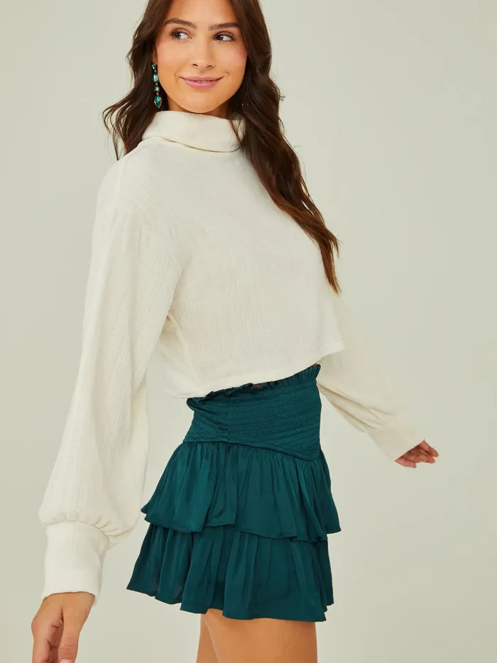 Women Altar039d State Blouses Margot Ribbed Turtleneck Top Ivory
