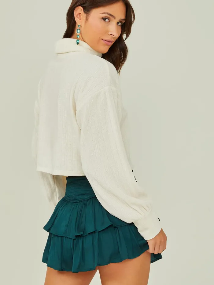 Women Altar039d State Blouses Margot Ribbed Turtleneck Top Ivory
