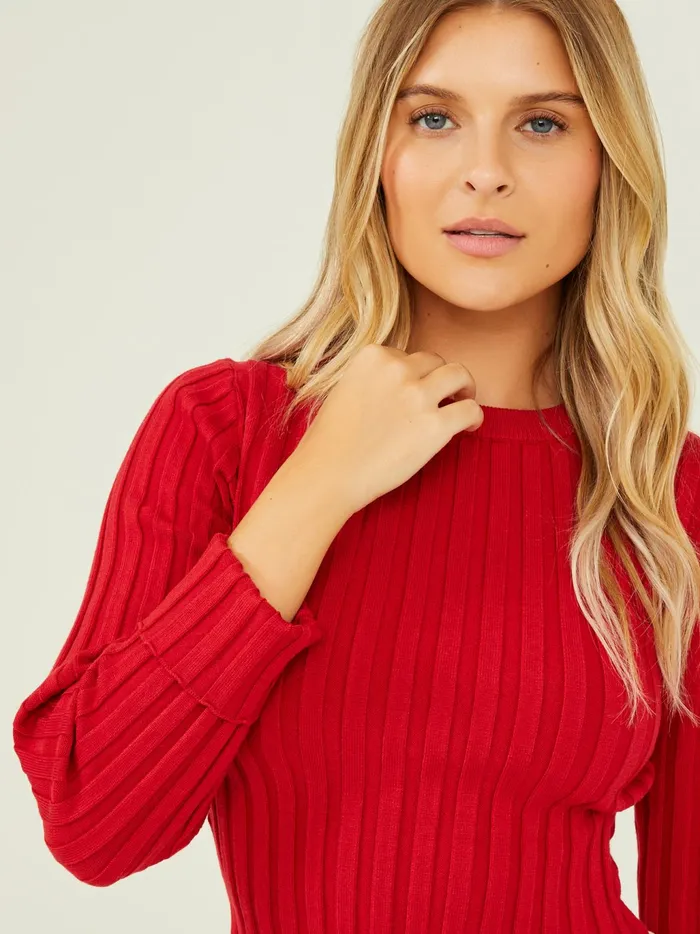Women Altar039d State Blouses Myla Ribbed Top Red