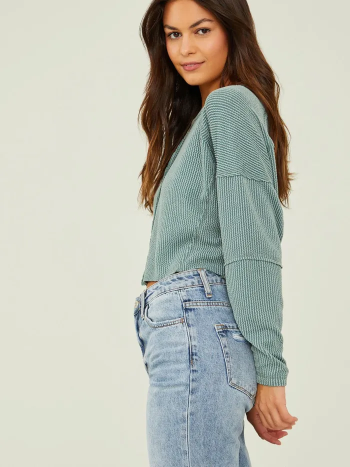 Women Altar039d State Blouses Rachel Ribbed Cropped Top Moss
