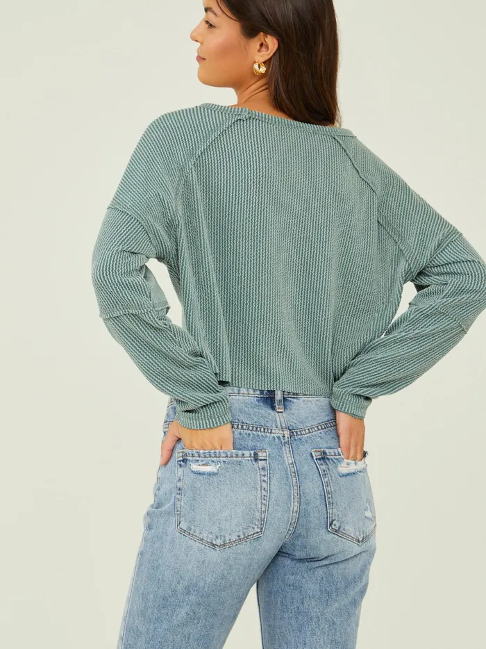 Women Altar039d State Blouses Rachel Ribbed Cropped Top Moss