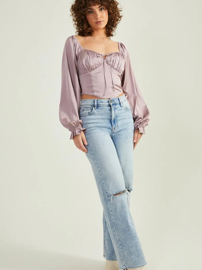 Women Altar039d State Blouses Raven Satin Corset Top Dustypurple