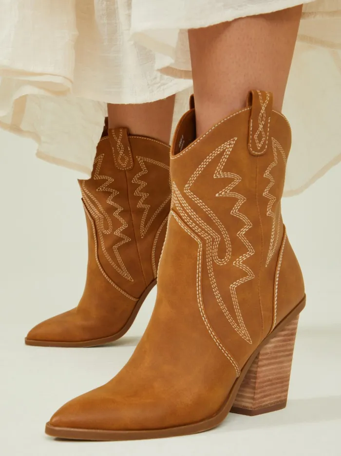 Women Altar039d State Boots Booties Nikki Stitched Western Boots Tan