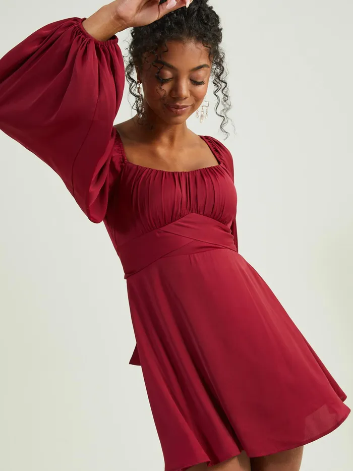 Women Altar039d State Casual Christina Mini Dress Burgundy