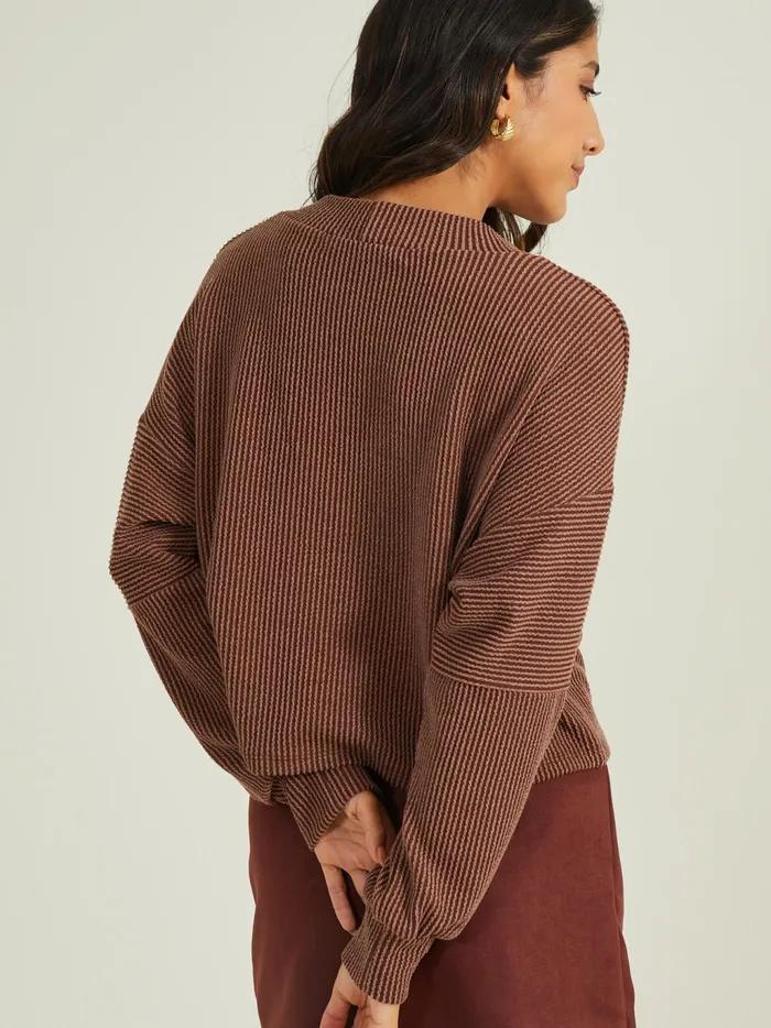 Women Altar039d State Crops Aida Ribbed Button Down Top Hazelnut