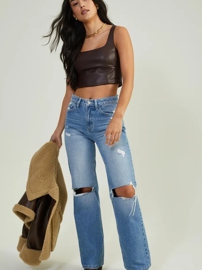 Women Altar039d State Crops Grace Vegan Leather Tank Top Brown