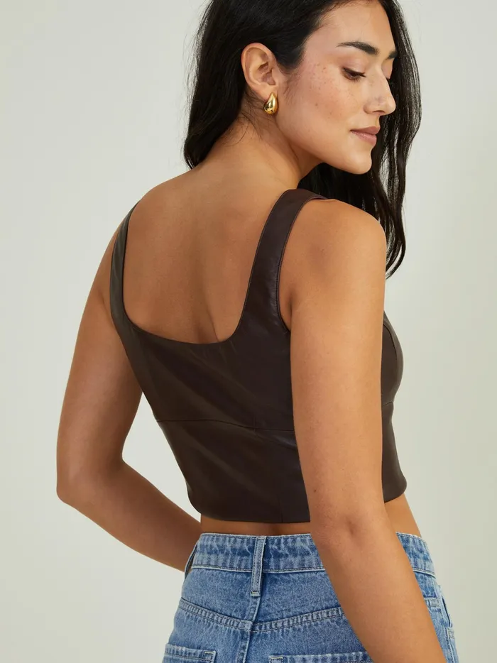 Women Altar039d State Crops Grace Vegan Leather Tank Top Brown