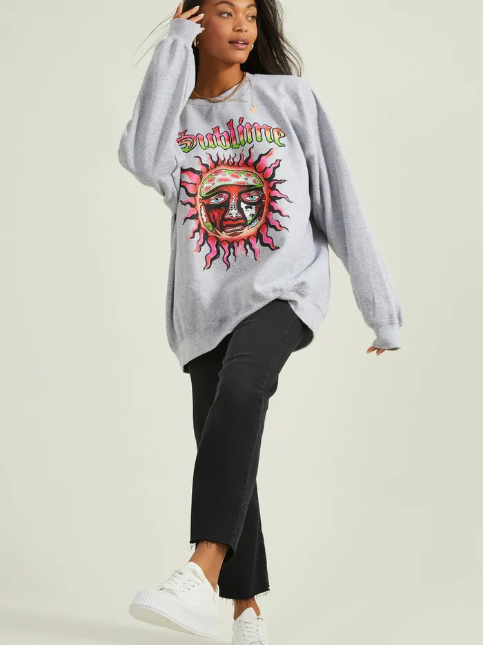 Women Altar039d State Graphics Sublime Oversized Sweatshirt Heathergrey