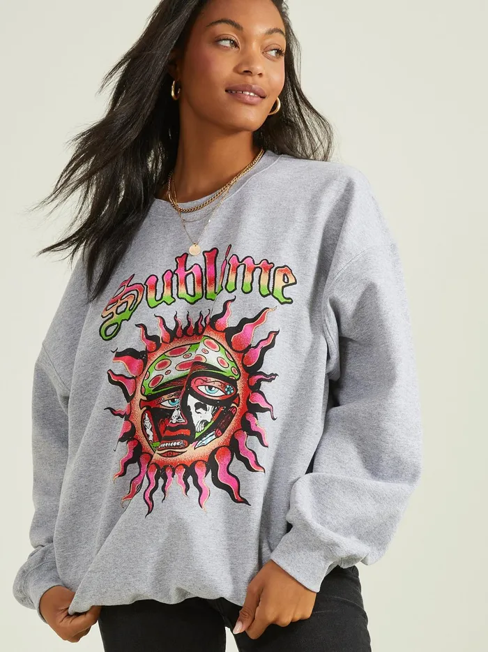 Women Altar039d State Graphics Sublime Oversized Sweatshirt Heathergrey