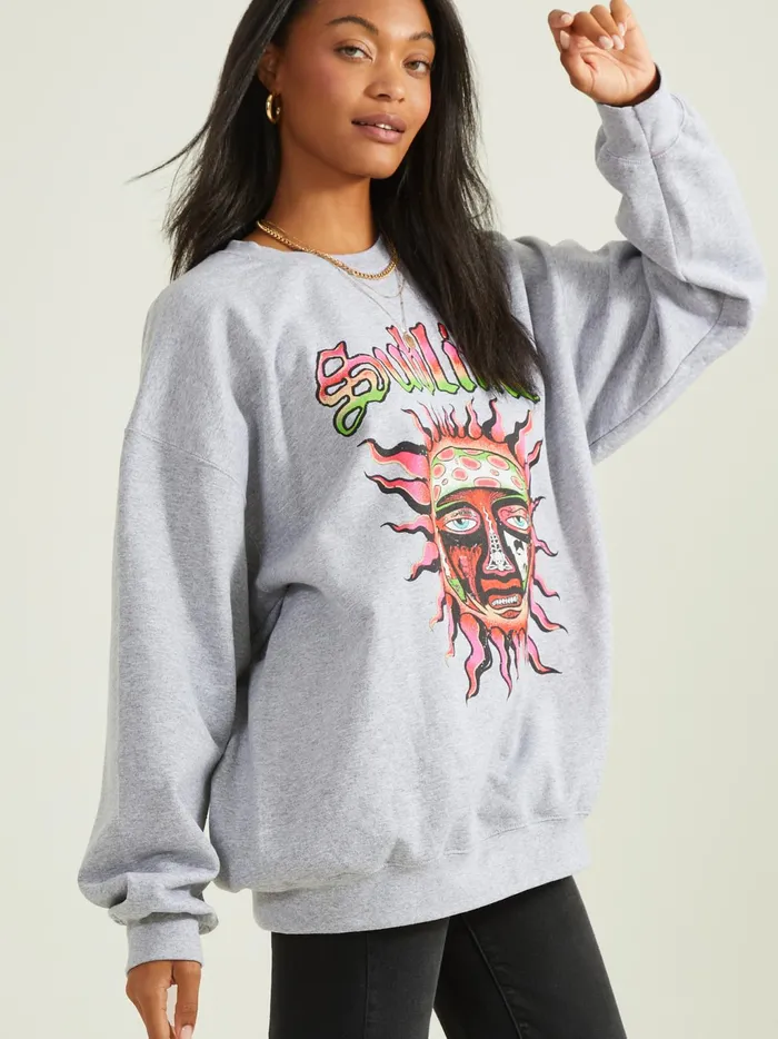 Women Altar039d State Graphics Sublime Oversized Sweatshirt Heathergrey