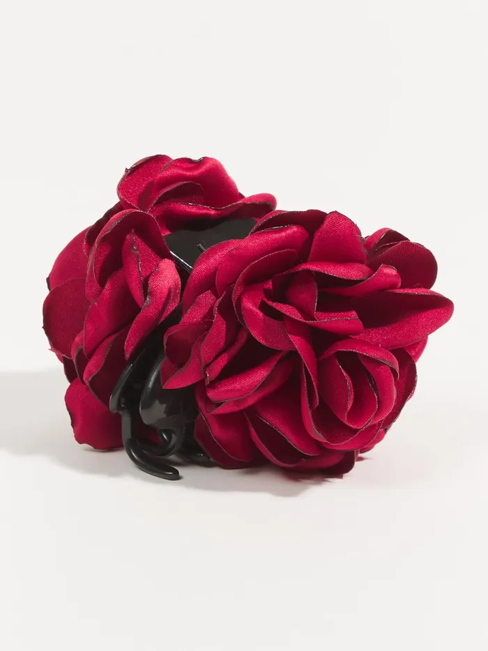 Women Altar039d State Hair Accessories Silk Flower Claw Clip Red