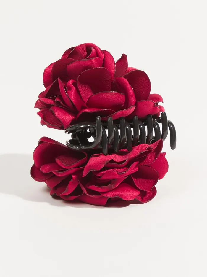 Women Altar039d State Hair Accessories Silk Flower Claw Clip Red
