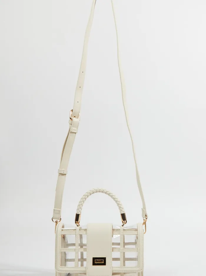 Women Altar039d State Handbags Clear Window Braided Crossbody Purse Cream