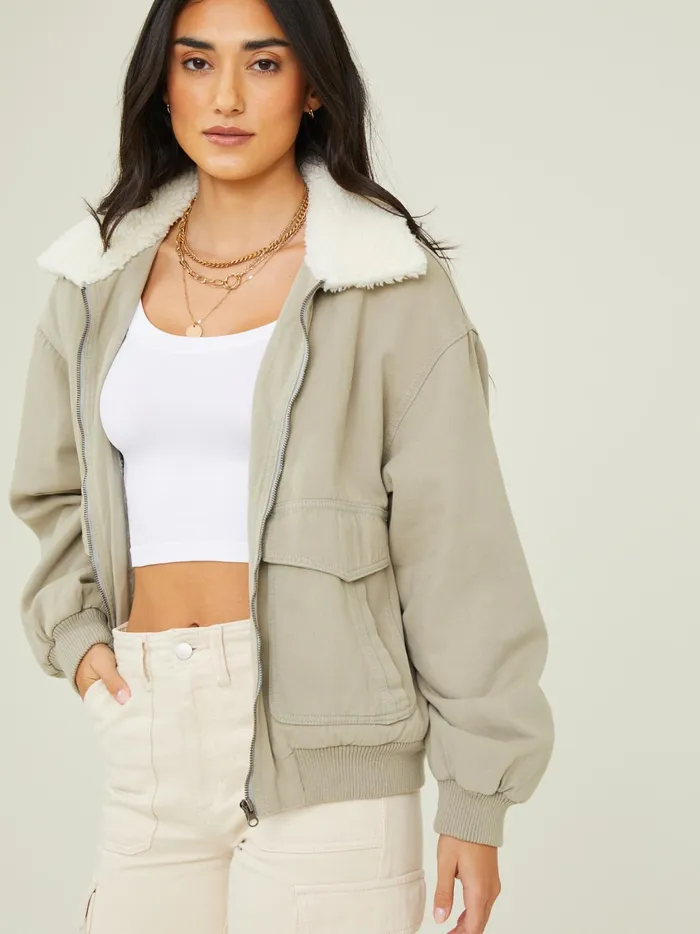 Women Altar039d State Jackets Jules Sherpa Collar Pilot Jacket Lightsage
