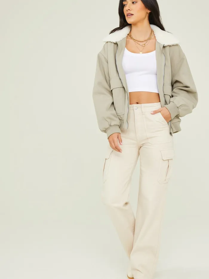 Women Altar039d State Jackets Jules Sherpa Collar Pilot Jacket Lightsage